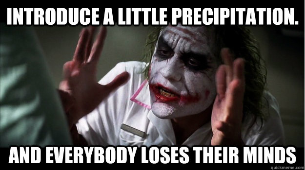 Introduce a little precipitation. AND EVERYBODY LOSES THEIR MINDS  Joker Mind Loss