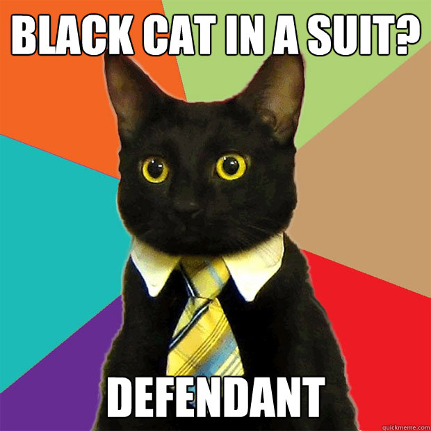 Black cat in a suit? DEFENDANT  Business Cat