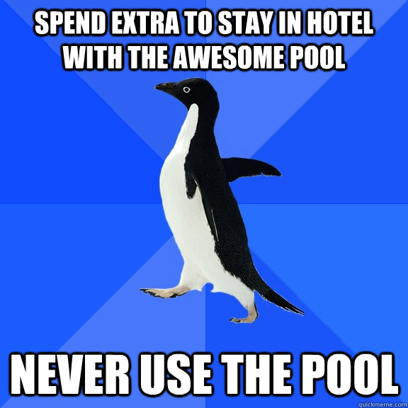 Spend extra to stay in hotel with the awesome pool Never use the pool - Spend extra to stay in hotel with the awesome pool Never use the pool  Socially Awkward Penguin