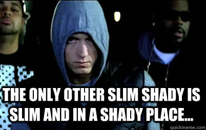 the only other slim shady is slim and in a shady place...  Angry Eminem