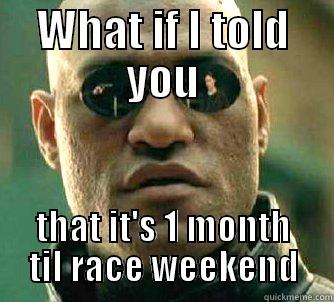 WHAT IF I TOLD YOU THAT IT'S 1 MONTH TIL RACE WEEKEND Matrix Morpheus