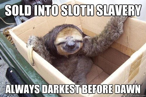 sold into sloth slavery always darkest before dawn  