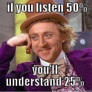    IF YOU LISTEN 50%   YOU'LL UNDERSTAND 25% Condescending Wonka