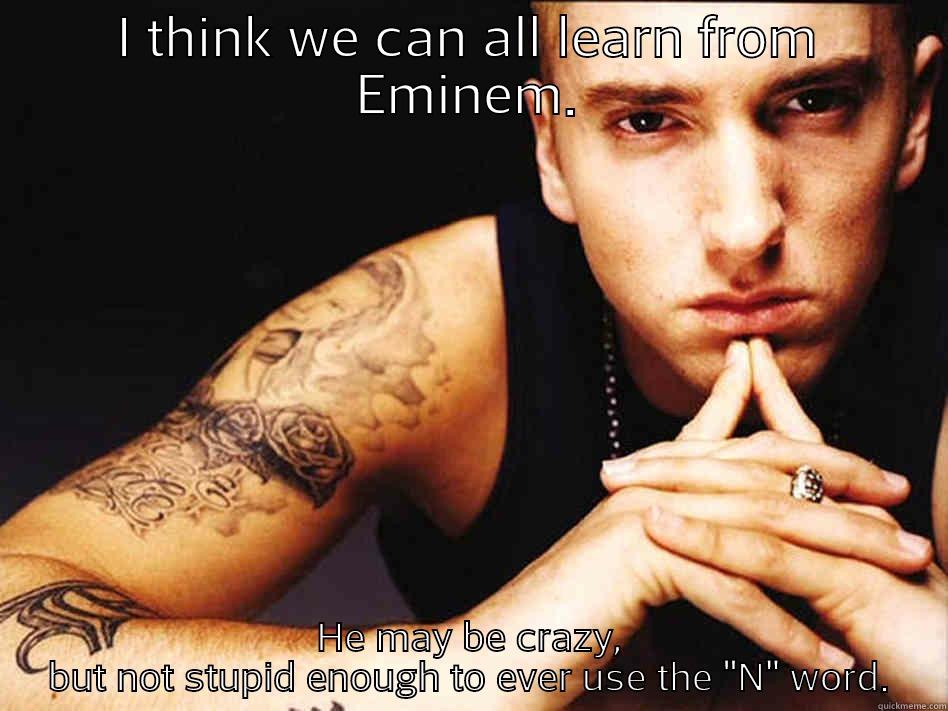 I THINK WE CAN ALL LEARN FROM EMINEM. HE MAY BE CRAZY, BUT NOT STUPID ENOUGH TO EVER USE THE 