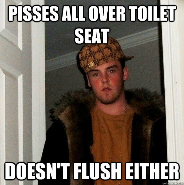 Pisses all over toilet seat Doesn't flush either  Scumbag Steve