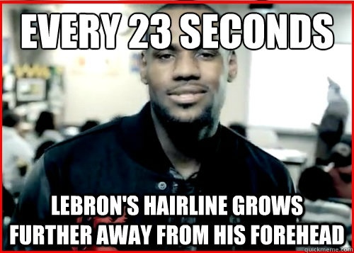 Every 23 seconds lebron's hairline grows further away from his forehead  lebron state farm