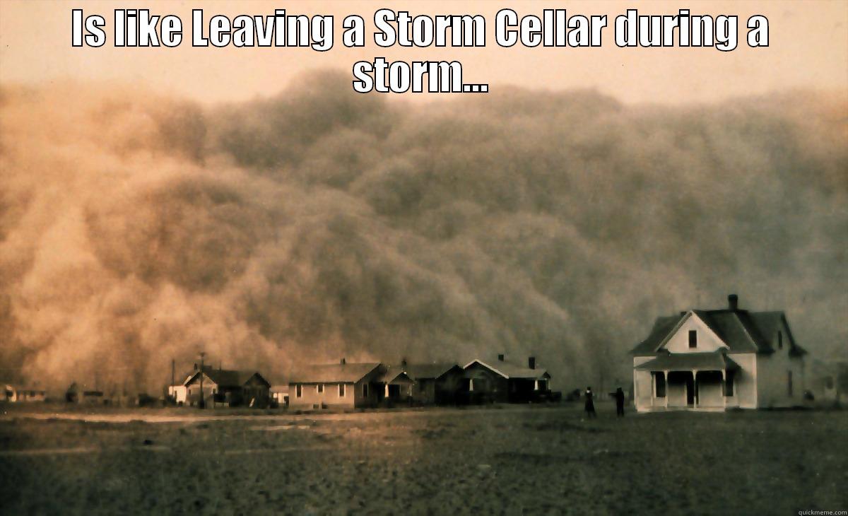 IS LIKE LEAVING A STORM CELLAR DURING A STORM...  Misc