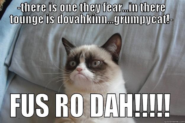 -THERE IS ONE THEY FEAR...IN THERE TOUNGE IS DOVAHKINN...GRUMPYCAT!- FUS RO DAH!!!!! Grumpy Cat