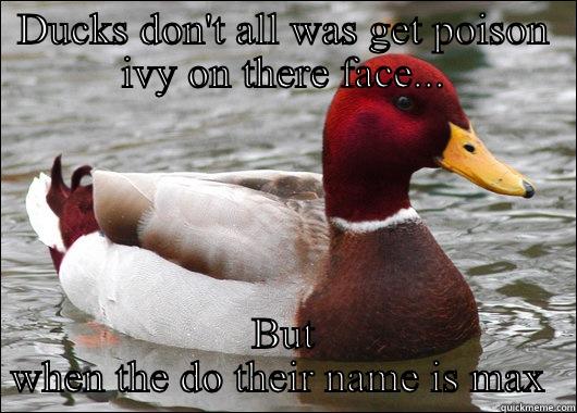 DUCKS DON'T ALL WAS GET POISON IVY ON THERE FACE... BUT WHEN THE DO THEIR NAME IS MAX  Malicious Advice Mallard