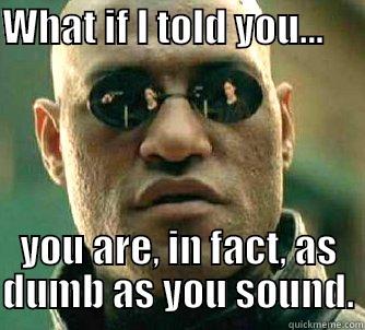 Professional Smackdown - WHAT IF I TOLD YOU...         YOU ARE, IN FACT, AS DUMB AS YOU SOUND. Matrix Morpheus