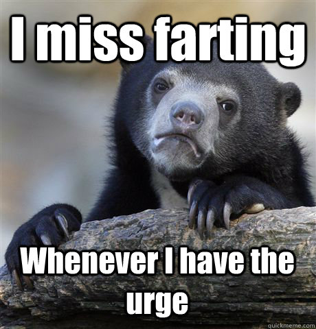 I miss farting Whenever I have the urge  Confession Bear