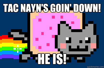 Tac nayn's goin' down! He is!  Nyan cat