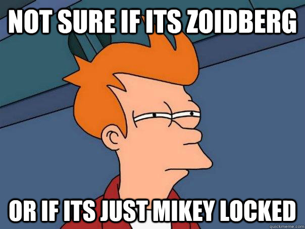 Not sure if its zoidberg Or if its just mikey locked  Futurama Fry