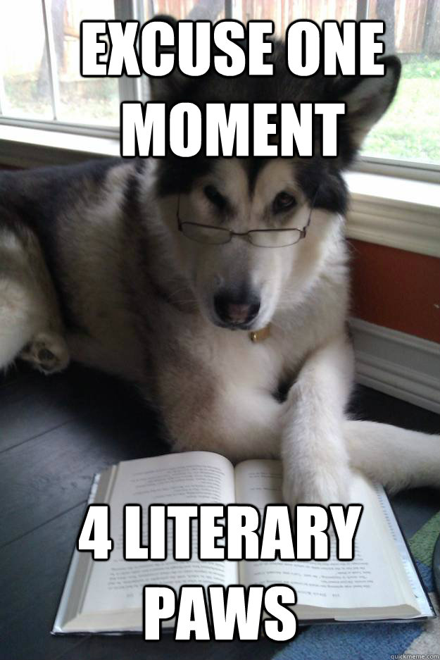 excuse one moment 4 literary paws - excuse one moment 4 literary paws  Condescending Literary Pun Dog