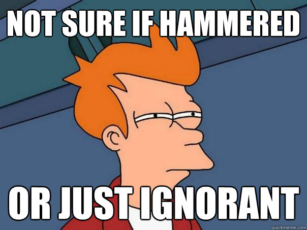 Not sure if hammered or just ignorant  Futurama Fry