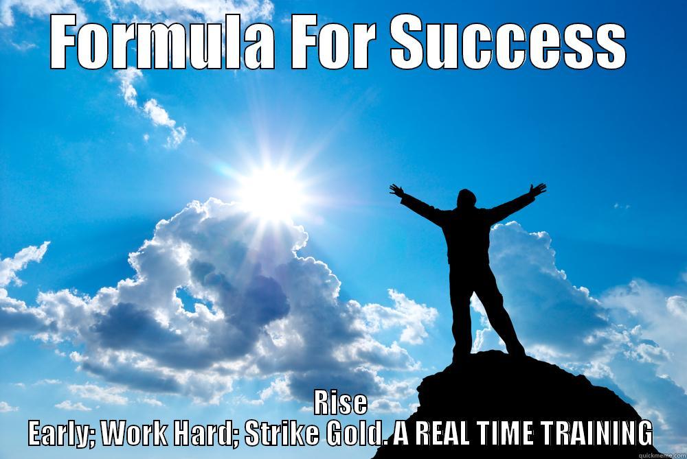 FORMULA FOR SUCCESS RISE EARLY; WORK HARD; STRIKE GOLD. A REAL TIME TRAINING Misc