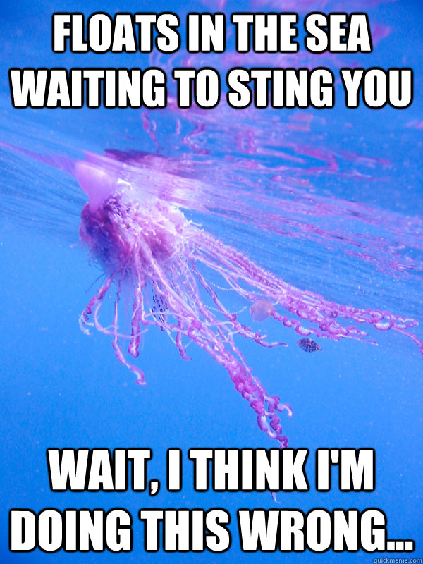 Floats in the sea waiting to sting you Wait, I think I'm doing this wrong... - Floats in the sea waiting to sting you Wait, I think I'm doing this wrong...  Misc