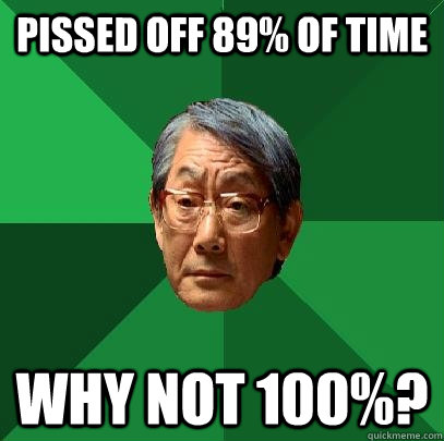 Pissed off 89% of time Why not 100%?  High Expectations Asian Father