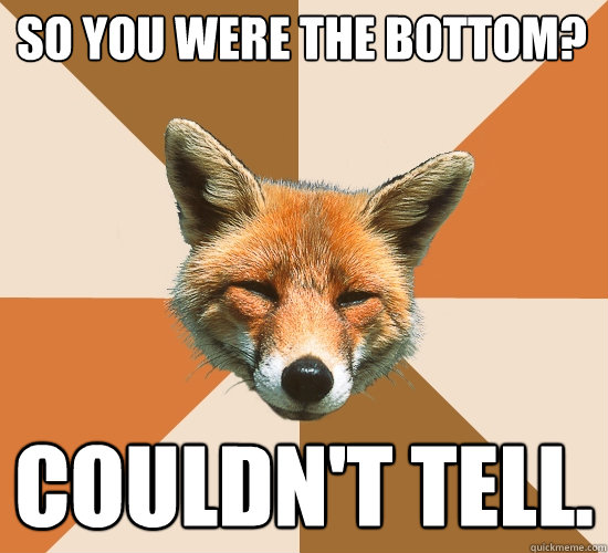 SO YOU WERE THE BOTTOM? COULDN'T TELL.  Condescending Fox