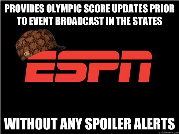 Provides olympic score updates prior to event broadcast in the states without any spoiler alerts - Provides olympic score updates prior to event broadcast in the states without any spoiler alerts  Misc