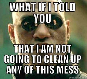 WHAT IF I TOLD YOU THAT I AM NOT GOING TO CLEAN UP ANY OF THIS MESS Matrix Morpheus