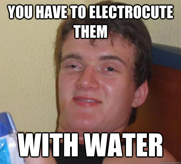 You have to electrocute them With water  10 Guy