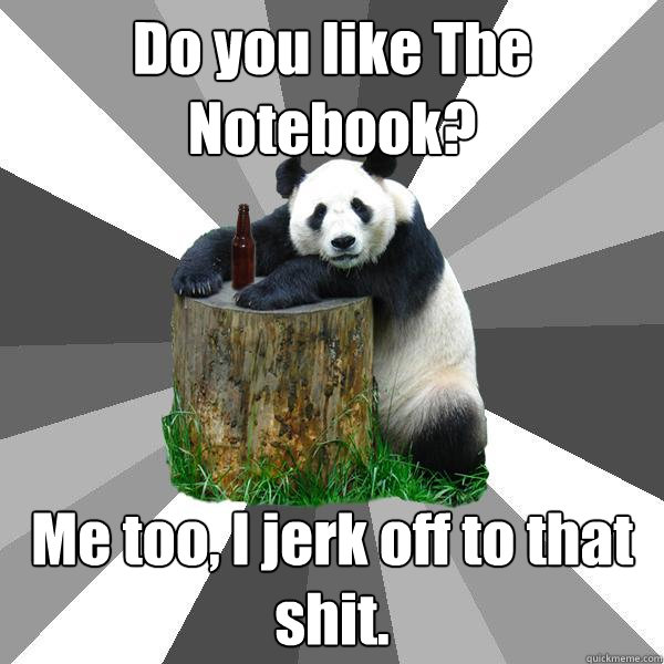 Do you like The Notebook? Me too, I jerk off to that shit.   Pickup-Line Panda