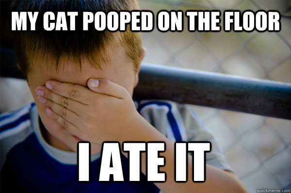 my cat pooped on the floor i ate it - my cat pooped on the floor i ate it  Confession kid