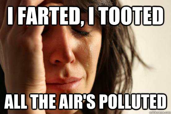 I farted, I tooted all the air's polluted - I farted, I tooted all the air's polluted  First World Problems