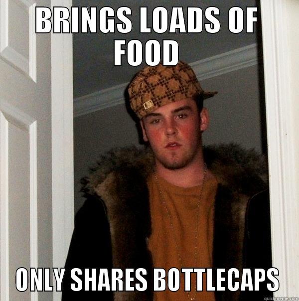 BRINGS LOADS OF FOOD ONLY SHARES BOTTLECAPS Scumbag Steve