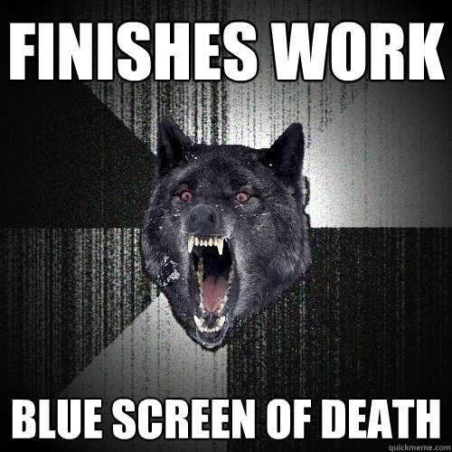 finishes work BLUE SCREEN OF DEATH  Insanity Wolf