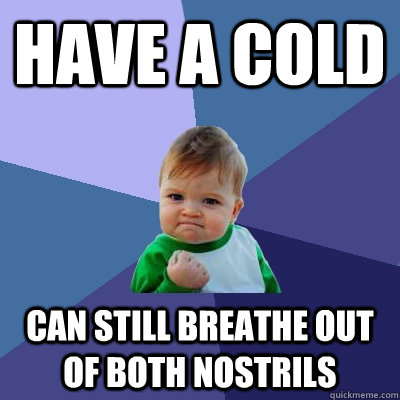 have a cold can still breathe out of both nostrils  Success Kid