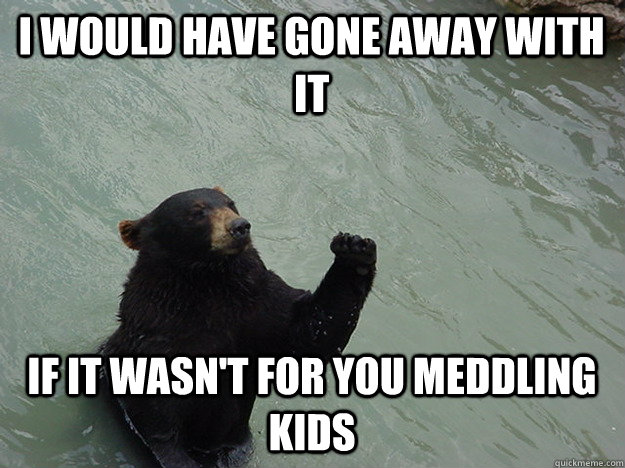 i would have gone away with it  if it wasn't for you meddling kids  Vengeful Bear