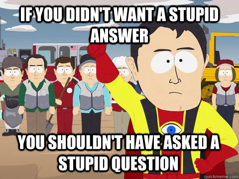 If you didn't want a stupid answer You shouldn't have asked a stupid question  Captain Hindsight