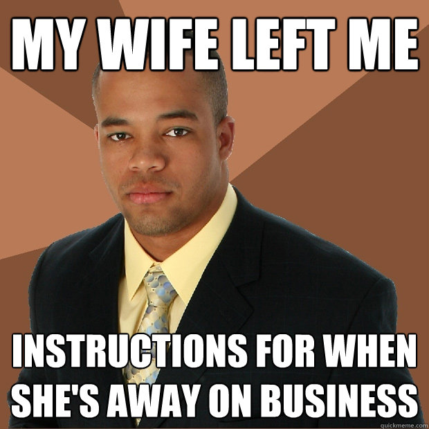 My wife left me instructions for when she's away on business  Successful Black Man