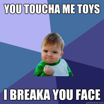 you toucha me toys i breaka you face  Success Kid