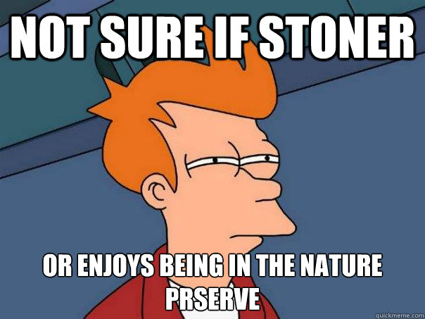 Not sure if stoner Or enjoys being in the nature prserve  Futurama Fry