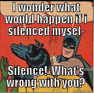 I WONDER WHAT WOULD HAPPEN IF I SILENCED MYSEL- SILENCE!  WHAT'S WRONG WITH YOU? Slappin Batman