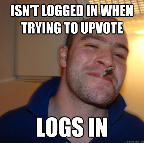 isn't logged in when trying to upvote logs in - isn't logged in when trying to upvote logs in  Misc