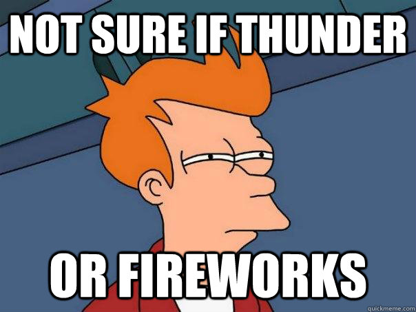 Not sure if thunder Or fireworks - Not sure if thunder Or fireworks  Futurama Fry