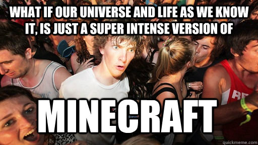 What if our universe and life as we know it, is just a super intense version of minecraft  Sudden Clarity Clarence