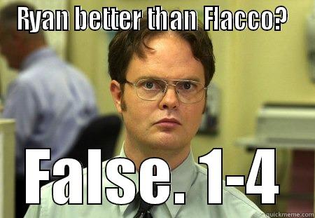 RYAN BETTER THAN FLACCO?  FALSE. 1-4 Schrute