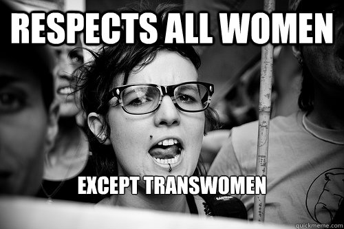 Respects all women except transwomen

  Hypocrite Feminist