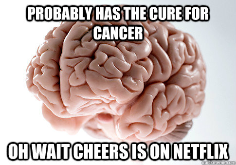 Probably has the cure for cancer oh wait Cheers is on netflix  Scumbag Brain