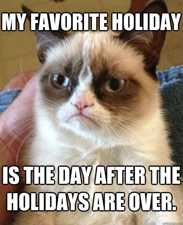 My favorite holiday is the day after the holidays are over.  Grumpy Cat