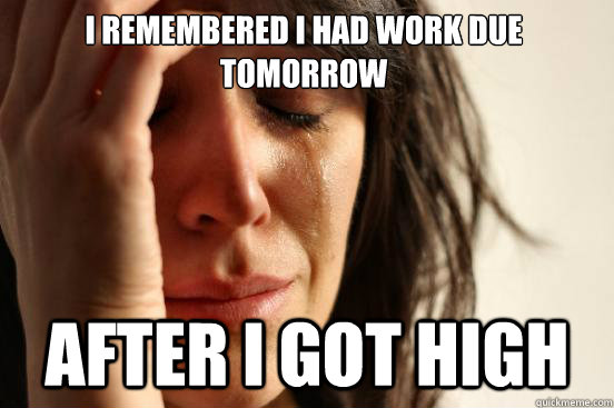 i remembered i had work due tomorrow
 after i got high  First World Problems