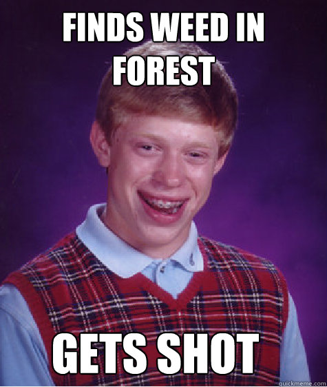 Finds weed in forest Gets shot  Bad Luck Brian