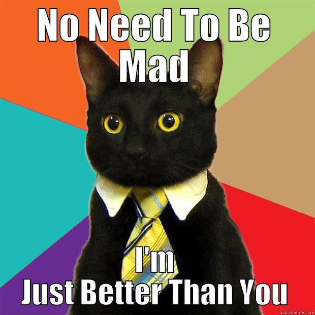 Cat Advice - NO NEED TO BE MAD I'M JUST BETTER THAN YOU Business Cat