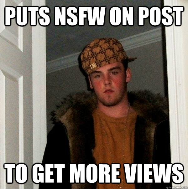 Puts NSFW on Post to get more views  Scumbag Steve