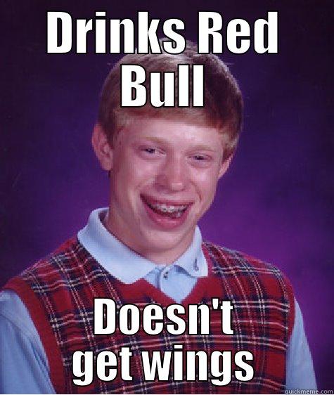 DRINKS RED BULL DOESN'T GET WINGS Bad Luck Brian